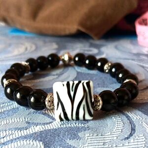 Tourmaline & Lampwork Zebra Stripe Murano Glass